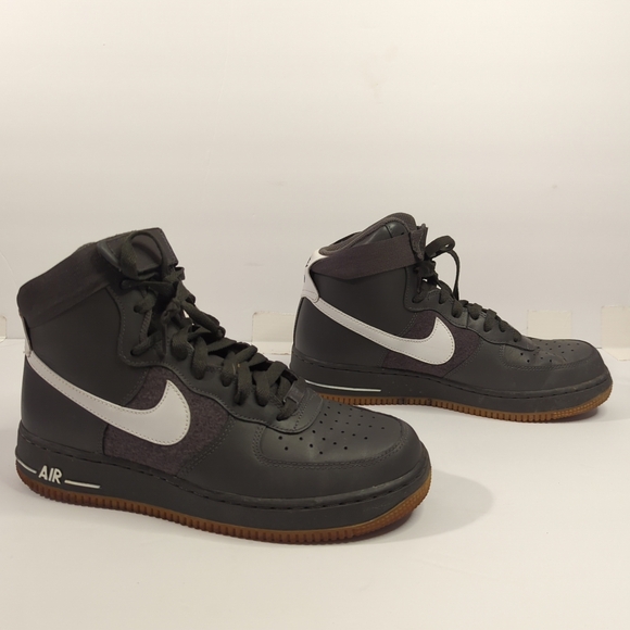 Nike Grey and White Air Force 1 Sneakers - Men's Size 8 Classic High Tops Sport - Picture 1 of 15